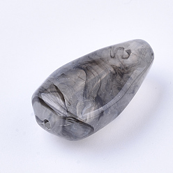 Gris Perles acryliques, pierre d'imitation, nuggets, grises , 27.5x15x10mm, trou: 1.5 mm, environ 170 pcs / 500 g