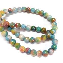 Colorful Jade Beads Strands, Natural White Jade, Dyed, Round, Colorful, 4mm, Hole: 1mm, about 98pcs/strand, 15.7 inch