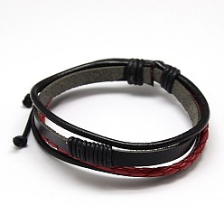 Mixed Color Trendy Unisex Casual Style Multi-Strand Wax and Leather Cord Bracelets, Mixed Color, 64mm