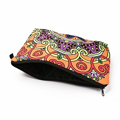 Tomato Polyester Tarp Zip Cosmetic Pouches, Rectangle with Flower Pattern, Tomato, 14.4x21.7x2.1cm