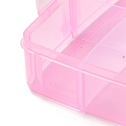 Rose Nacré Boîte de rangement détachable en plastique pp portable rectangulaire, avec trois couches et poignée, 18 boîtes de rangement de compartiment, perle rose, 15x16.5x13.5 cm