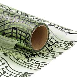 Jaune Vert Rubans de maille déco imprimés note de musique noire, tissu de tulle, pour la décoration de la maison de fête, jaune vert, 10.82~11.02 pouce (27.5~28 cm), 5 yards / rouleau