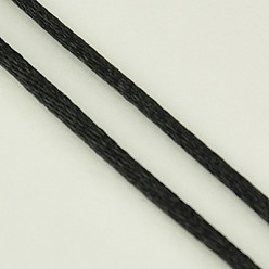 Black Eco-Friendly 100% Polyester Thread, Rattail Satin Cord, for Chinese Knotting, Beading, Jewelry Making, Black, 2mm, about 250yards/roll(228.6m/roll), 750 feet/roll