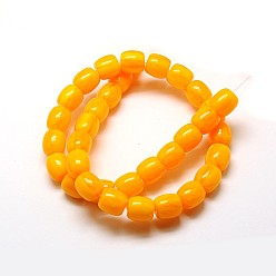 Orange Imitation Amber Resin Drum Beads Strands for Buddhist Jewelry Making, Orange, 12x12mm, Hole: 2mm, about 34pcs/strand, 15.5 inch