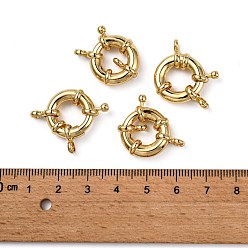 Real 18K Gold Plated Rack Plating Brass Spring Ring Clasps, Real 18K Gold Plated, 17x6mm, Hole: 3mm