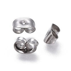 Stainless Steel Color 304 Stainless Steel Ear Nuts, Earring Backs, Stainless Steel Color, 6x4.5x3mm, Hole: 0.8mm