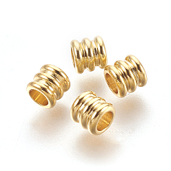 Золотой 304 из нержавеющей стали бусы, рифленая колонна, золотые, 4.5x5 мм, отверстие : 3 мм