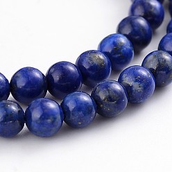 Lapis Lazuli Natural Lapis Lazuli Round Bead Strands, Dyed & Heated, 4mm, Hole: 1mm, about 100pcs/strand, 15.5 inch