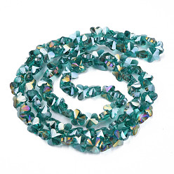 Light Sea Green Electroplate Transparent Glass Beads Strands, AB Color Plated, Faceted, Butterfly, Light Sea Green, 8x10x6mm, Hole: 1mm, about 100pcs/strand, 28.74 inch(73cm)