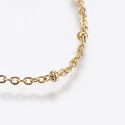 Золотой 304 из нержавеющей стали браслеты, с карабин-лобстерами , круглые бусы и кабельные цепи, золотые, 9 дюйм (230 мм), 1.5 мм