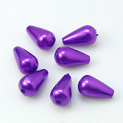Purple ABS Plastic Imitation Pearl, Drop, Purple, 16x10mm, Hole: 1mm, about 600pcs/pound