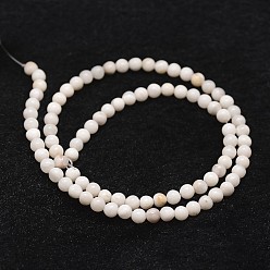 White Natural Crazy Agate Bead Strands, Round, White, 4mm, Hole: 1mm, about 96pcs/strand, 14.9 inch~15.1 inch