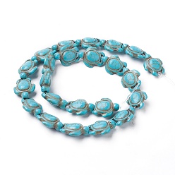 Turquoise Synthetic Turquoise Beads Strands, Dyed, Sea Turtle, Turquoise, 17.5~18x14~14.5x7.5mm, Hole: 1.5mm, about 23pcs/strand, 15.15 inch(38.5cm)