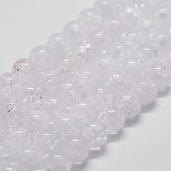 Quartz craquelé Crépitement naturelle perles de quartz brins, ronde, Grade a, 4mm, Trou: 0.8mm, Environ 90 pcs/chapelet, 15.1 pouce