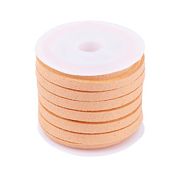 Coral Faux Suede Cord, Faux Suede Lace, Coral, 5x1.5mm, about 5.46 yards(5m)/roll, 25rolls/bag