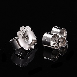 Platine Rhodié 925 écrous d'oreilles en argent sterling, avec cachet 925, platine, 5x6x3mm, Trou: 0.8mm