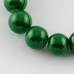 Dark Green Painted Glass Bead Strands, Baking Paint, Round, Dark Green, 6mm, Hole: 1.3~1.6mm, about 133pcs/strand, 31.4 inch