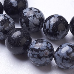 Snowflake Obsidian Natural Snowflake Obsidian Beads Strands, Round, 10mm, Hole: 1.2mm, about 40pcs/strand, 15.47 inch