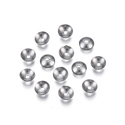 Stainless Steel Color 304 Stainless Steel Bead Caps, Apetalous, Half Round, Stainless Steel Color, 5x1.5mm, Hole: 0.8mm