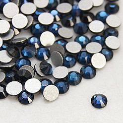 Montana Glass Flat Back Rhinestone, Grade A, Back Plated, Faceted, Half Round, Montana, 3~3.2mm, about 1440pcs/bag