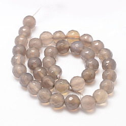 Natural Agate Natural Agate Bead Strands, Round, Faceted, 6mm, Hole: 1mm, about 62~63pcs/strand, 14.5 inch