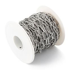 Stainless Steel Color 304 Stainless Steel Paperclip Chains, Soldered, with Spool, Stainless Steel Color, 66x61mm, 12x4x1mm, about 32.8 Feet(10m)/roll