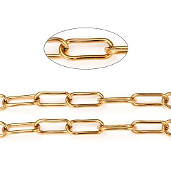Golden Ion Plating(IP) 304 Stainless Steel Paperclip Chains, Drawn Elongated Cable Chains, with Spool, Unweled, Golden, 17x7x1.5mm, about 16.4 Feet(5m)/roll