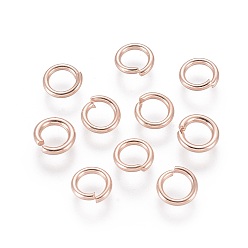 Розовое Золото 304 из нержавеющей стали открыты кольца прыжок, розовое золото , 18 датчик, 6x1 мм, Внутренний диаметр: 4 мм