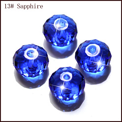 Blue Imitation Austrian Crystal Beads, Grade AAA, Faceted, Rondelle, Blue, 6x4mm, Hole: 0.7~0.9mm
