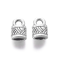 Antique Silver Tibetan Style Alloy Cord Ends, End Caps, Lock, Antique Silver, Lead Free & Cadmium Free, 10x6.5x4.5mm, Hole: 2.5mm
