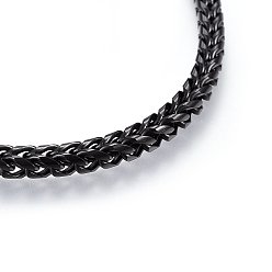 Gunmetal 304 Stainless Steel Wheat Chain Necklaces, Gunmetal, 24.02 inch(61cm), 6mm