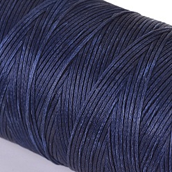 Полуночно-синий Вощеный шнур полиэстера, микро шнур макраме, вощеная швейная нить, плоский, темно-синий, 0.8 мм, около 284.33 ярдов (260 м) / рулон