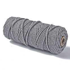 Gris Fils de coton, cordon en macramé, fils décoratifs, pour l'artisanat de bricolage, emballage cadeau et fabrication de bijoux, grises , 3mm, environ 54.68 yards (50m)/rouleau