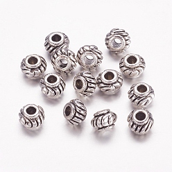 Antique Silver Tibetan Style Spacer Beads, Lead Free & Cadmium Free & Nickel Free, Rondelle, Antique Silver, about 6mm in diameter, 4.5mm thick, hole: 2mm