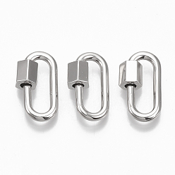 Platinum Brass Screw Carabiner Lock Charms, for Necklaces Making, Oval, Platinum, 20x11.5x2mm, Screw: 6.5x6.5mm
