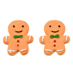 Sandy Brown Resin Decoden Cabochons, for Christmas, Imitation Food Biscuits, Gingerbread Man, Sandy Brown, 30~31x24x5mm