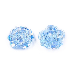 Светло-Голубой Прозрачные кабошоны из абс-пластика, цветок, Небесно-голубой, 19.5x7.5 мм