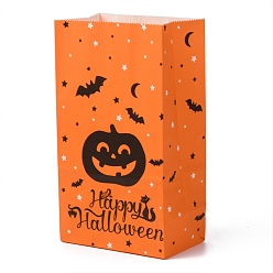 Pumpkin Halloween Theme Kraft Paper Bags, Gift Bags, Snacks Bags, Rectangle, Pumpkin Pattern, 23.2x13x8cm