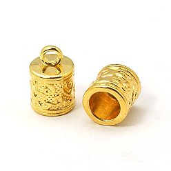 Golden Tibetan Style Cord Ends, Column, Lead Free and Cadmium Free, Golden, 13x8.5x8.5mm, Hole: 2mm