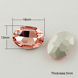 Light Salmon Glass Pointed Back Rhinestone, Back Plated, Faceted, Oval, Light Salmon, 13x18x5mm