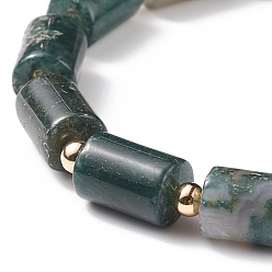 Agate Indienne Bracelet extensible perlé colonne d'agate indienne naturelle, bijoux en pierres précieuses pour femmes, diamètre intérieur: 2-1/2 pouce (6.3 cm)