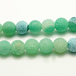 Vert Brins de perles de naturelles craquements en agate , teint, ronde, Grade a, verte, 4mm, Trou: 0.8mm, Environ 93 pcs/chapelet, 15 pouce