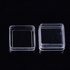 Clear Plastic Bead Containers, Square, Clear, 4x4x2.2cm, Inner Diameter: 3.4x3.4cm