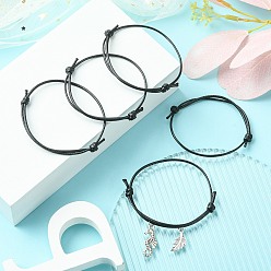 Noir Bracelet en fils de polyester ciré coréen faire, pour les fournitures de fabrication de bijoux, noir, diamètre réglable: 40~70 mm
