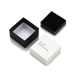 White Rectangle Cardboard Ring Boxes, with Black Sponge inside, White, 5x5x3.25cm