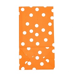 Orange Sacs en papier kraft écologiques à motif à pois, sacs-cadeaux, sacs à provisions, rectangle, orange, 24x13x8 cm