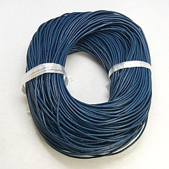 Bleu Marine Cordon de cuir de vachette , cordon de bijoux en cuir , bricolage bijoux matériau de fabrication, ronde, teint, bleu marine, 2mm