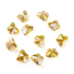 Gold Transparent Electroplate Glass Beads, Faceted, Butterfly, AB Color Plated, Gold, 8x10x5.5mm, Hole: 1mm