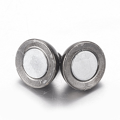 Gunmetal Brass Magnetic Clasps with Loops, Round, Gunmetal, 16x10mm, Hole: 1.2mm