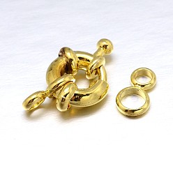 Golden Brass Spring Ring Clasps, Golden, 12.5~13x6mm, Tube Bails: 9x5x1.5mm, Hole: 2.5mm